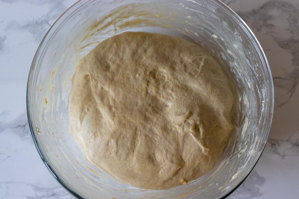 last stage of the rising, the dough is ready for making naan 