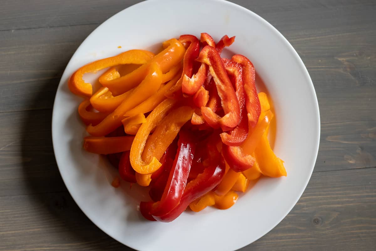 roughly sliced peppers