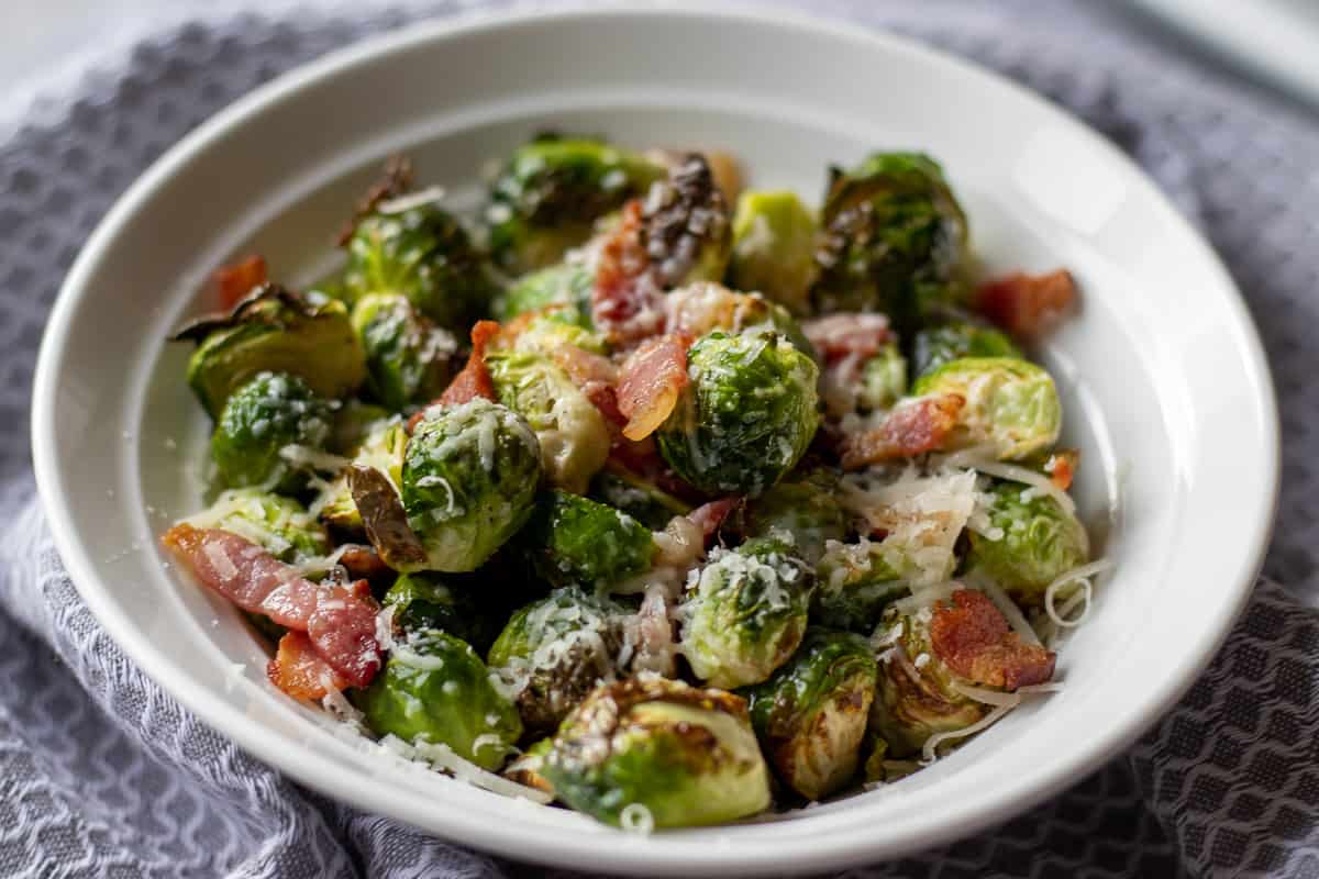 air fryer brussel sprouts in a bowl