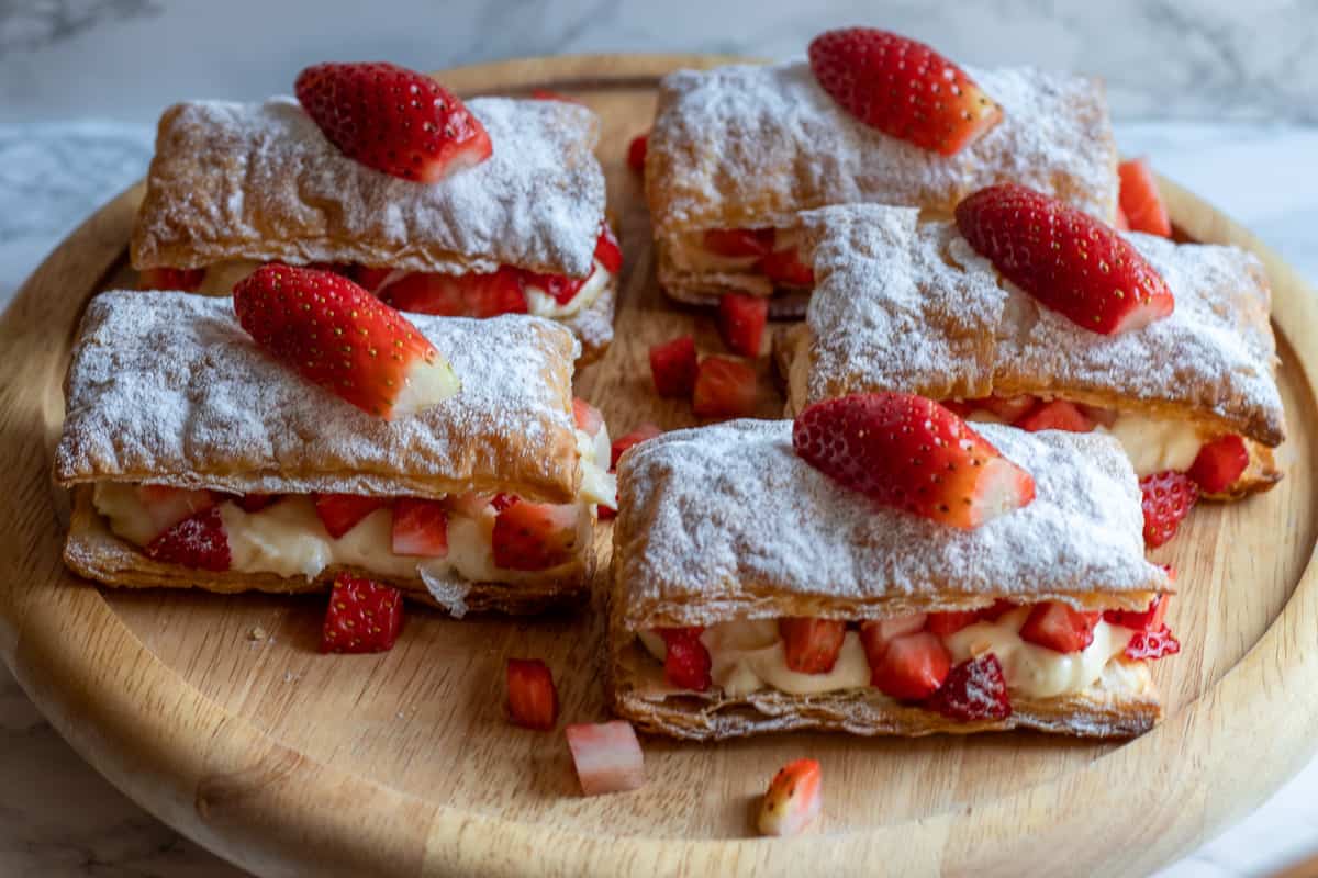 freshly made Strawberry mille feuille 