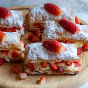 Individual strawberry mille feuille pastries