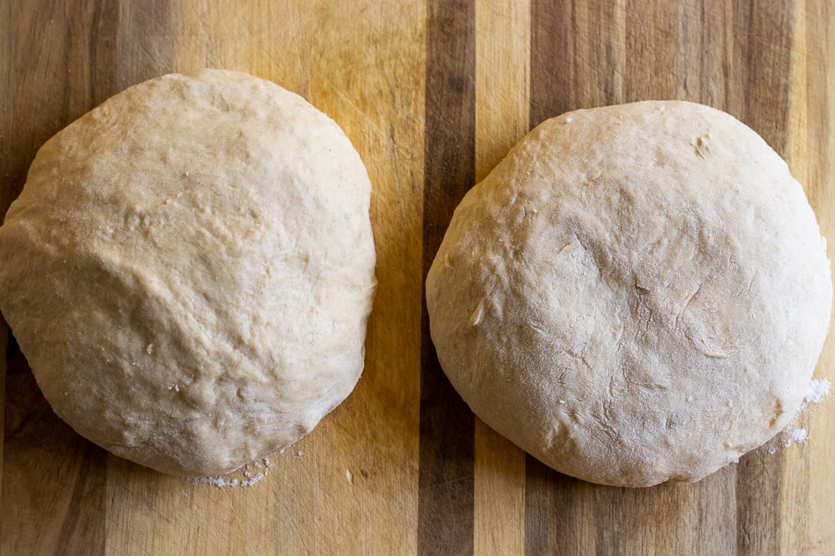 dough is divided into 2 equal balls
