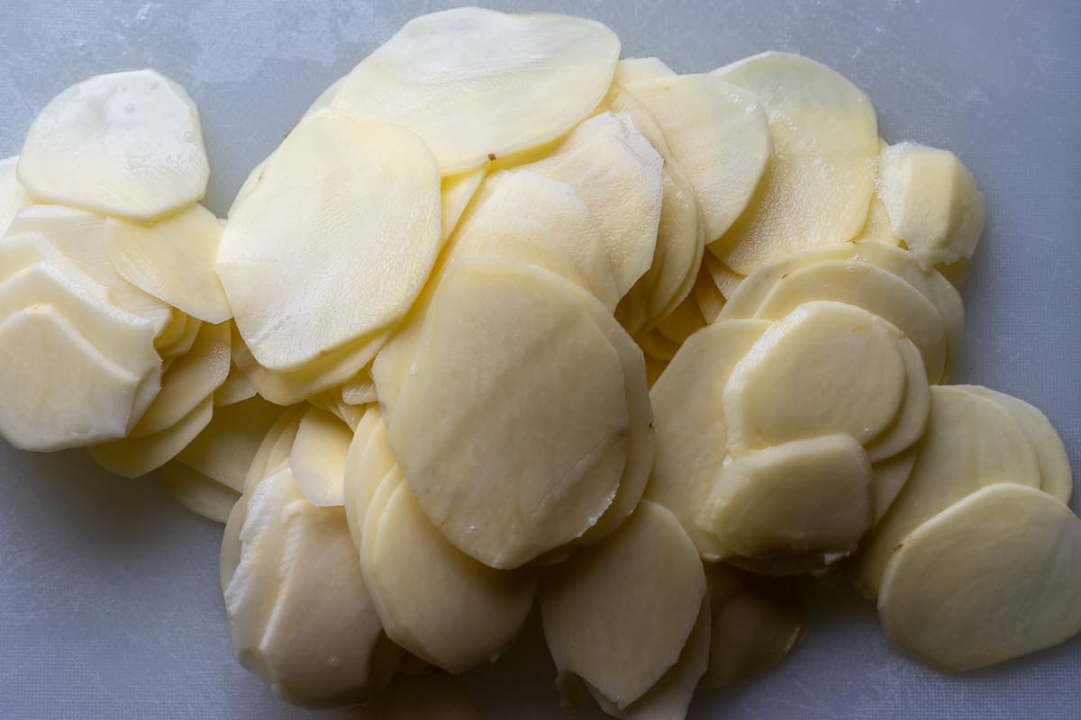 sliced potatoes for dauphinoise potatoes