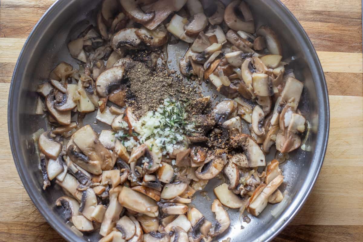 flavourings are added to the sated mushrooms
