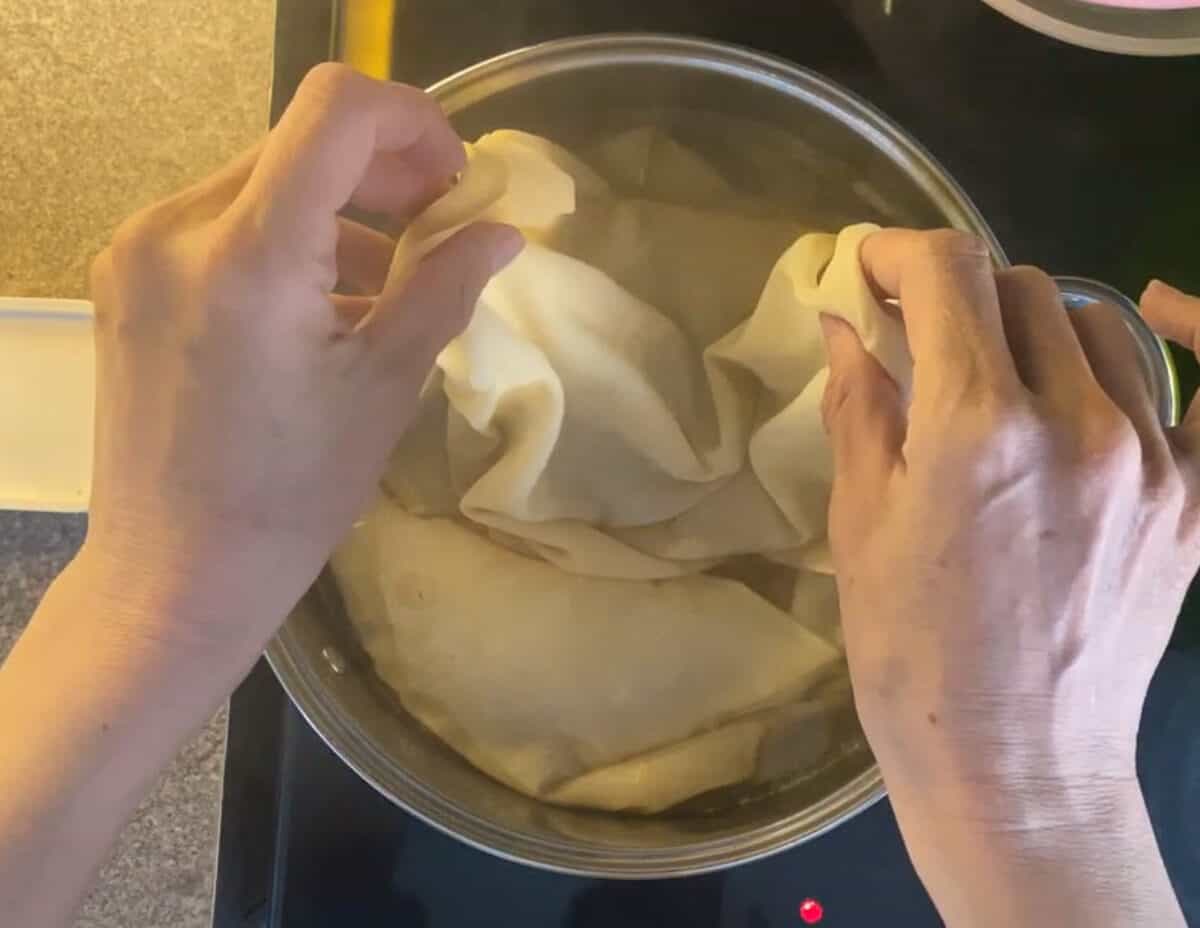 blanch the pastries in boiling water