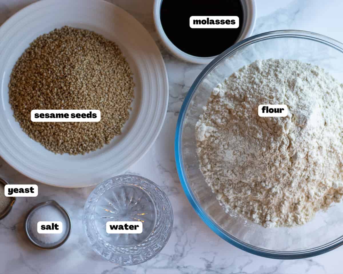 Labelled picture of ingredients for simit