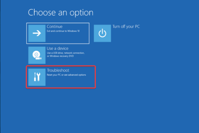 Choose an option - Troubleshoot - How to Reset Only C Drive on Windows 11
