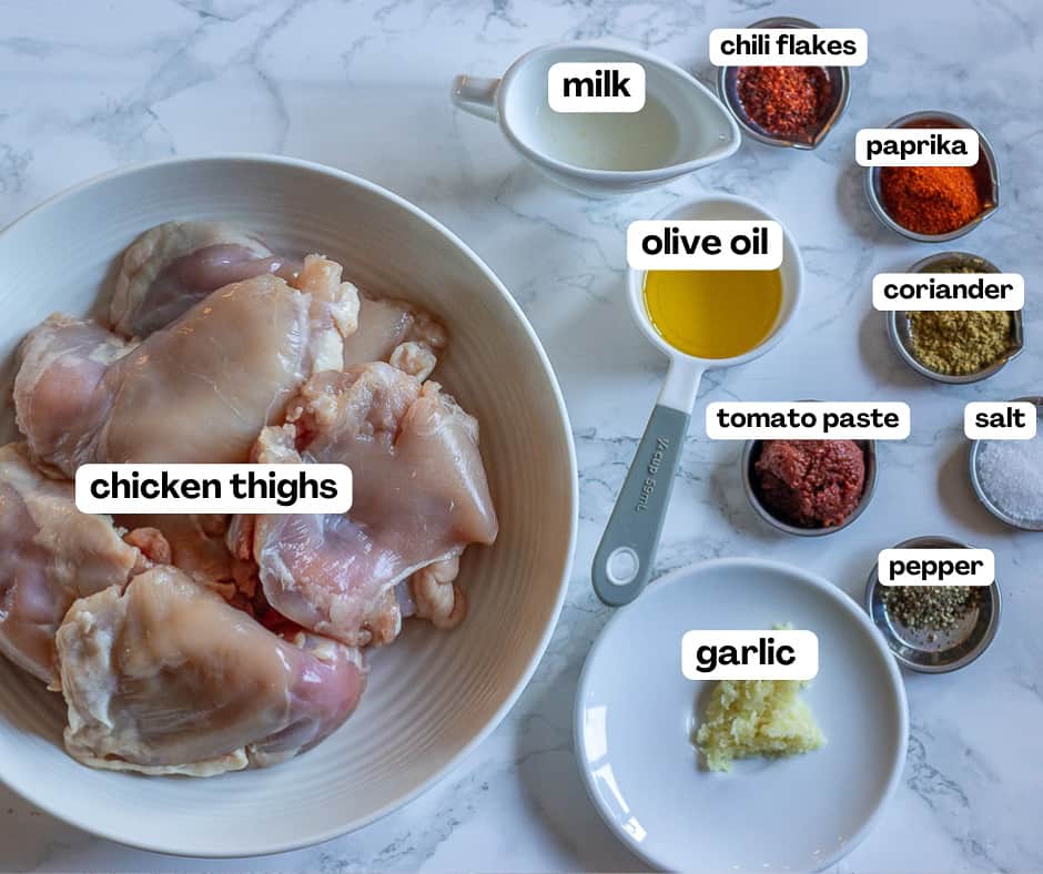 labelled picture for easy homemade Lebanese chicken shawarma
