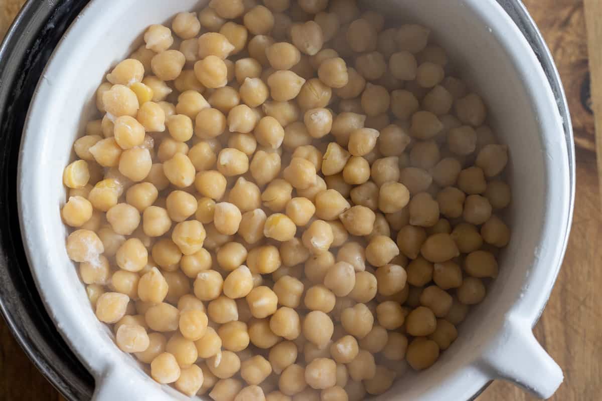 soaked chickpeas are cooked until soft