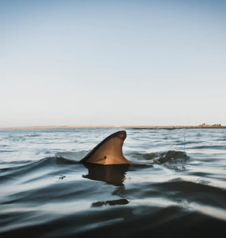 Shark fin visible above water
