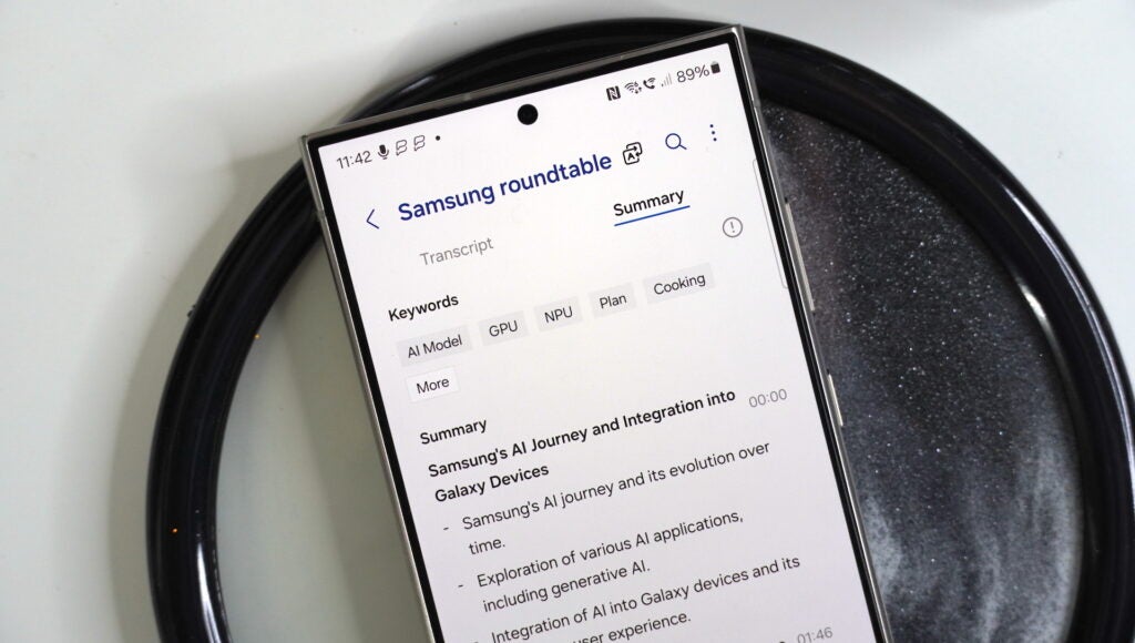 AI summaries on the Samsung Galaxy S24 Ultra