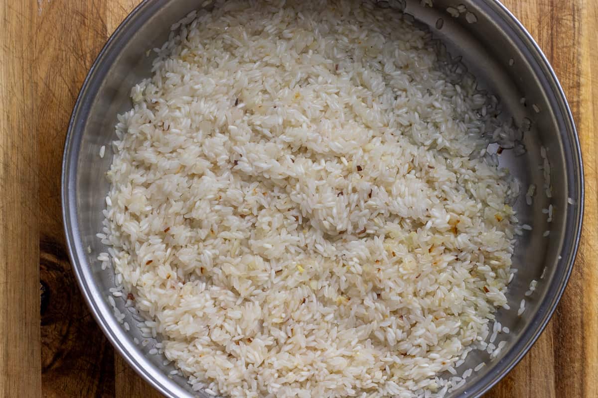sautéing rice with shallots