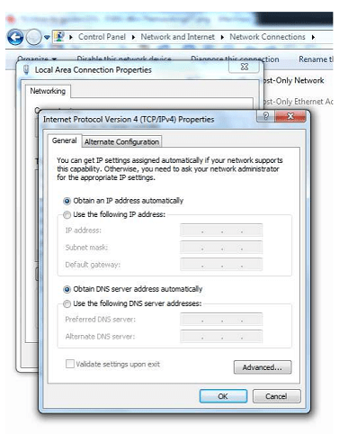 تنظیمات اینترنت کامپیوتر ویندوز 7