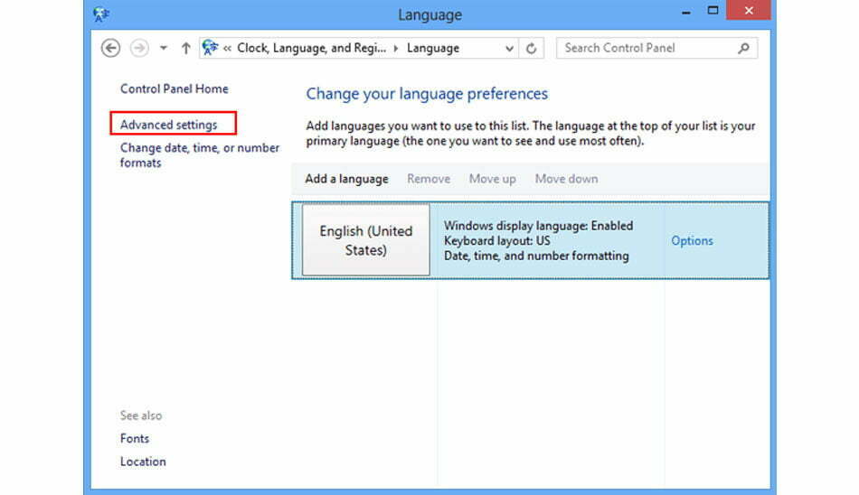 تغییر زبان کامپیوتر در ویندوز ۸