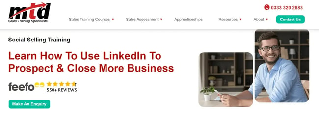 Landing page for MTD’s Social Selling Training course.