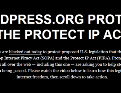 اعتراض وردپرس به SOPA و PIPA با خاموشی