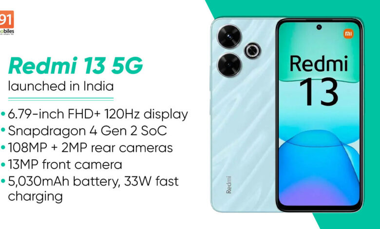 Redmi 13 5G با Snapdragon 4 Gen 2 SoC، دوربین 108MP در هند راه اندازی شد: قیمت، مشخصات