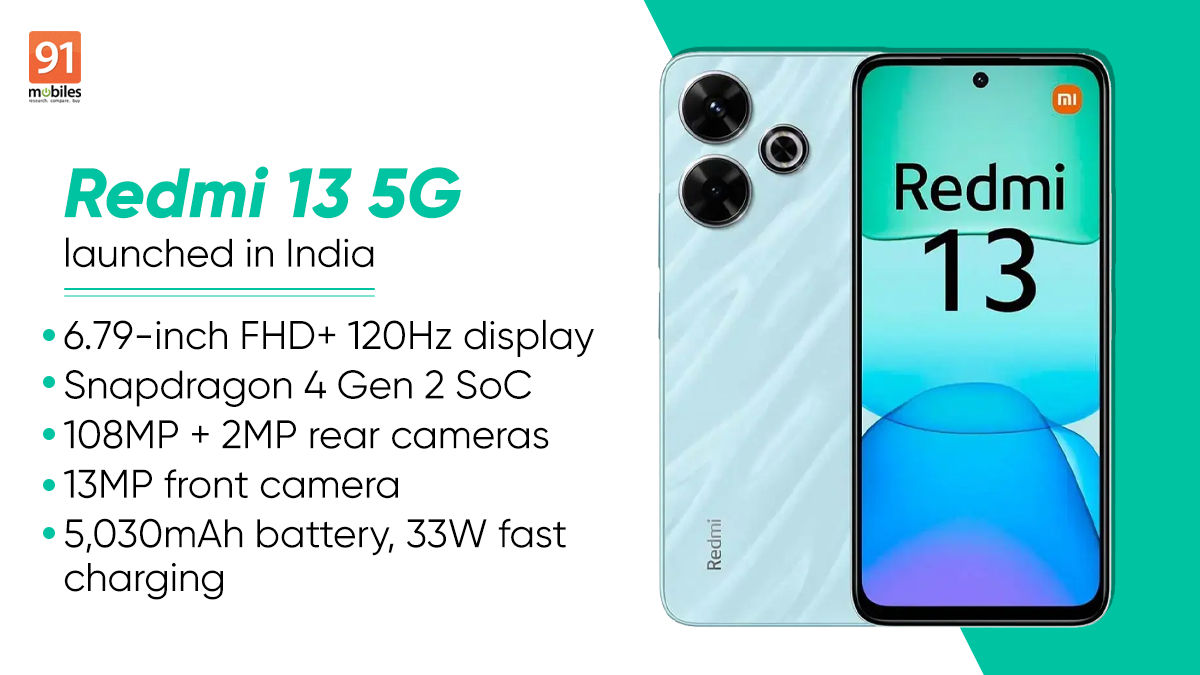 Redmi 13 5G با Snapdragon 4 Gen 2 SoC، دوربین 108MP در هند راه اندازی شد: قیمت، مشخصات