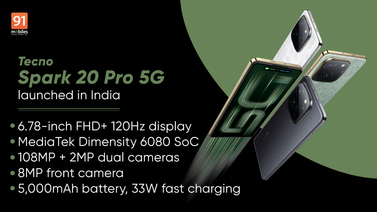 Tecno Spark 20 Pro با MediaTek Dimensity 6080, دوربین 108MP در هند عرضه شد: قیمت، مشخصات